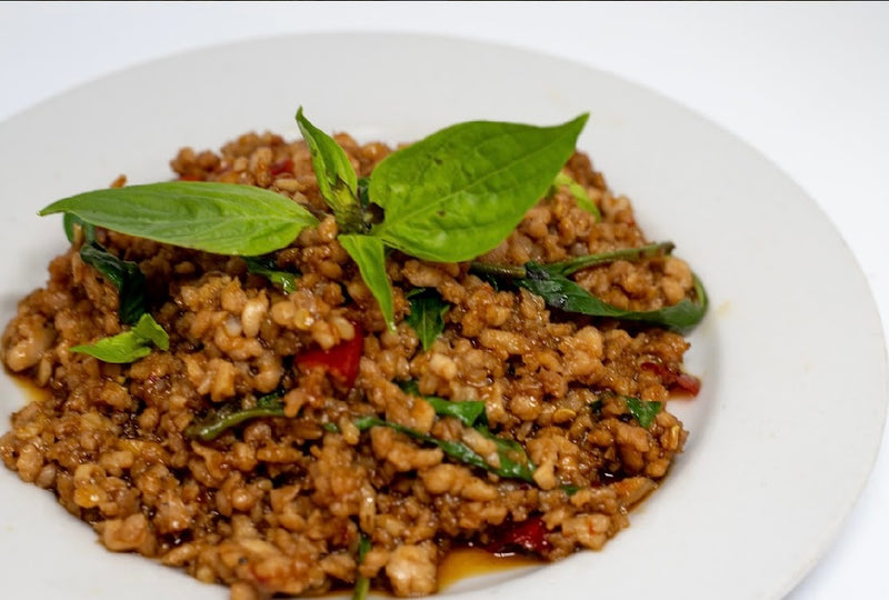 Rice with Thai Holy Basil chicken mince